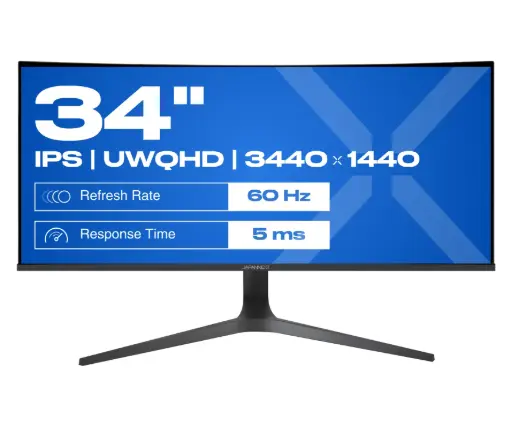 [JN-IPS340UWQHD60C-C65W-HS] JAPANNEXT Ecran PC Incurvé | 34" | UWQHD | Dalle IPS