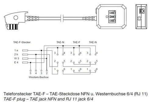 [TC71010] Kabel TK TAE-Adapter, TAE-F-Stecker/NFN-Buchse,